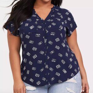 Torrid Camera Print Challis Dolman Pullover Top 4X